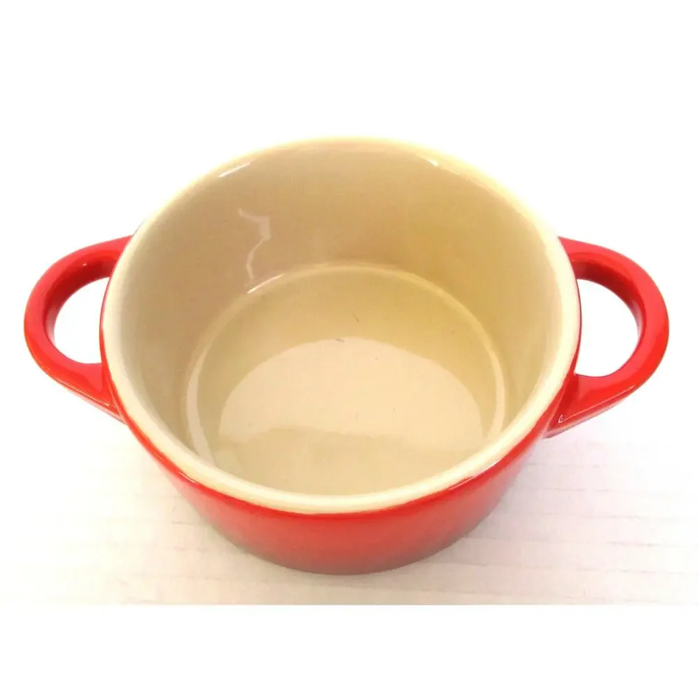 NIB LE CRUESET Mini Covered Round Cocette and 4-Inch Baking Dish Red Cast Iron